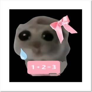 Funny Sad Hamster Meme Girl With Bow Posters and Art